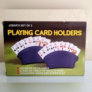 Playing Card Holders Set of 2 Jobar's Holds 15 Cards Stand Or Hold In Hand Blue